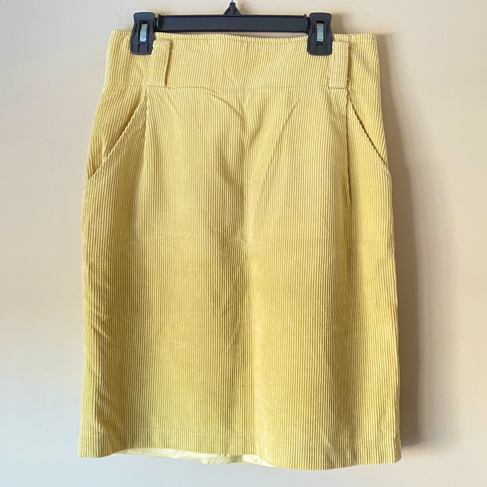 Vivid Women's Corduroy Cotton Yellow Skirt - S - Pre-owned